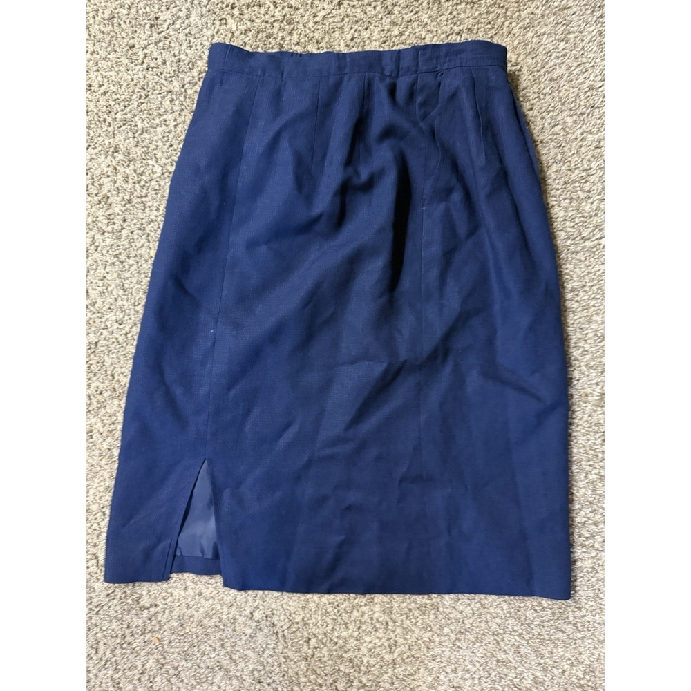 Pendleton Midi Skirt Size 10 Dark Blue Navy Rayan Linen Made In USA Lined - Picture 5 of 9